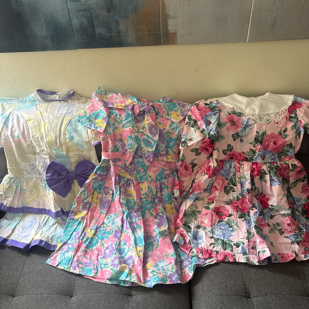 Girls Floral Ruffle Casual Dress - Pink Multi